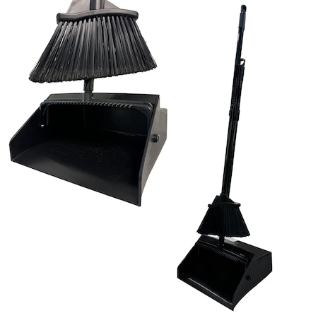 Kleen Handler Lobby Broom & Dustpan Combo with 38 in. Handle, Great for Home, Office & Outdoor Spaces, Black KHES-DPBK-12A-OMP